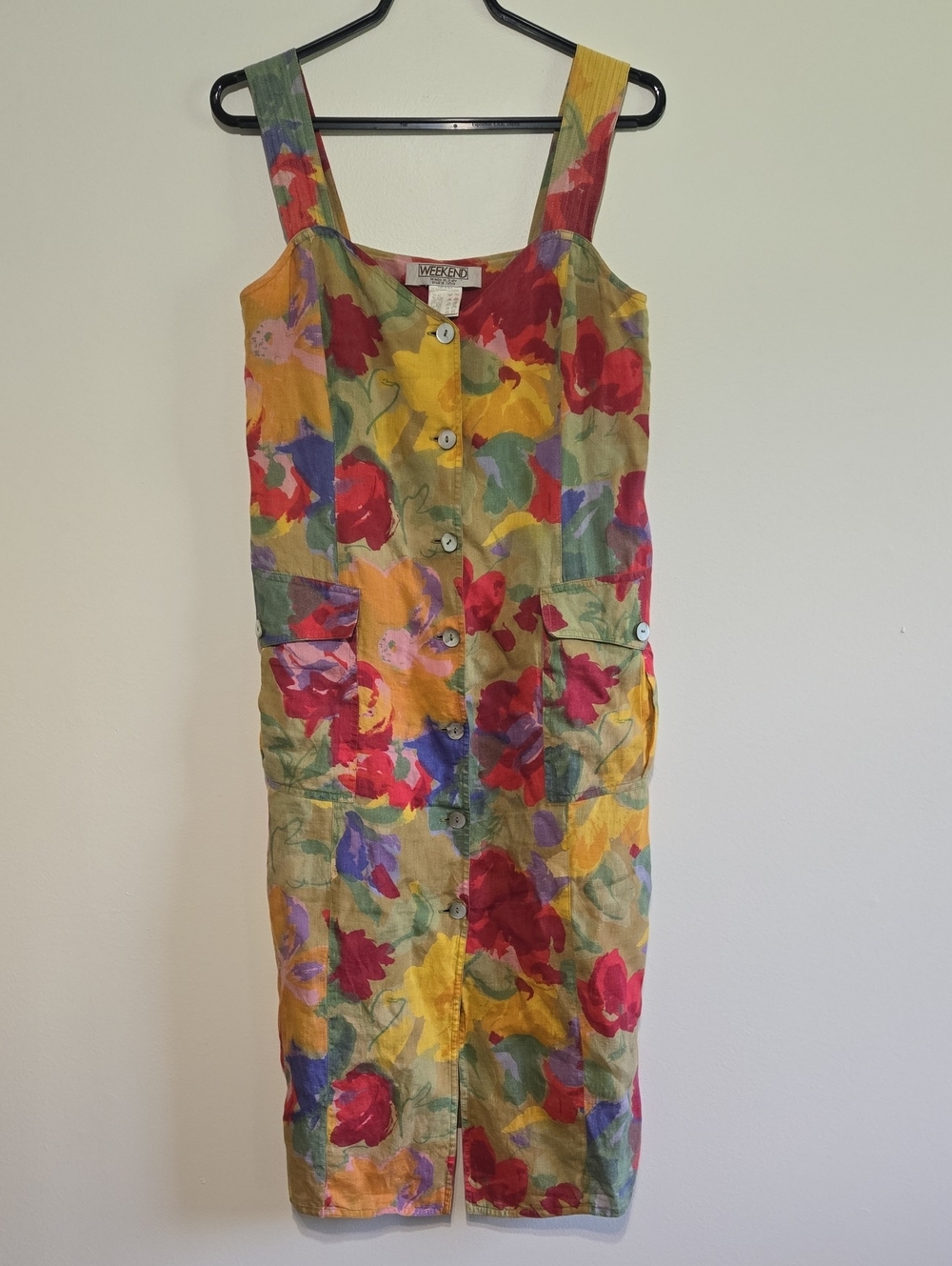 Vintage Linen Painterly Floral Dress